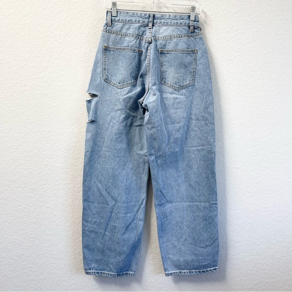 PrettyLittleThing Petite Baggy Jeans Asymmetric Waistband Boyfriend Size 4 - Picture 3 of 6